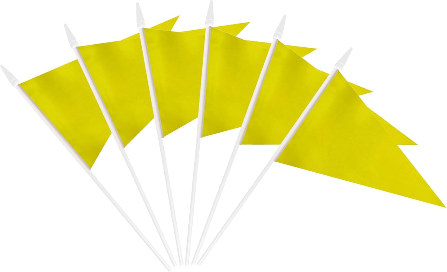 12 Pack Yellow Pennant Flags Small Mini Hand Held Solid Color Pennant On Sticks Flags with 12.6"Solid Pole & Spear Top,Party Events Celebration,School,Grand Opening,Kids Birthday,Sports Clubs,Flower Pot