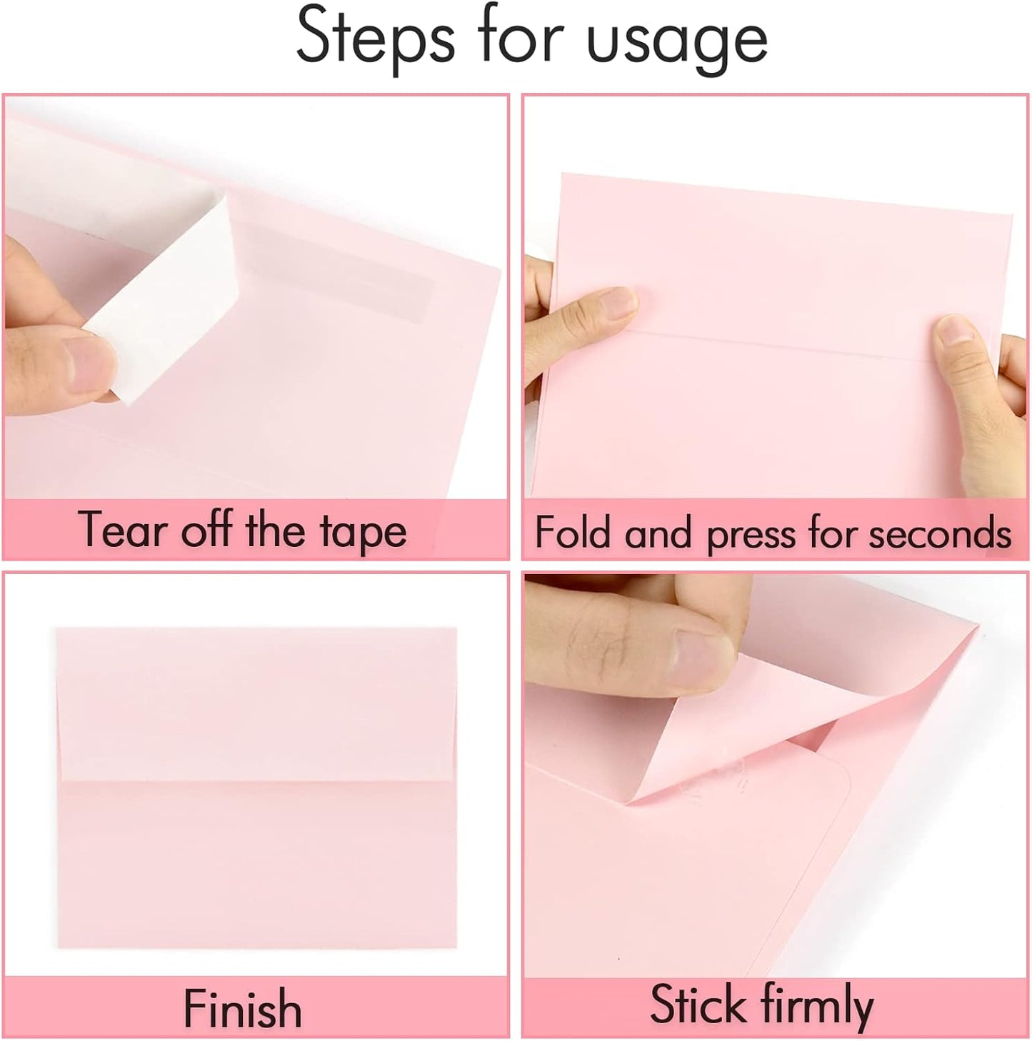 100 Pack A7 Pink Invitation 5x7 Envelopes - Self Seal, Square Flap,Perfect for Baby Shower, 5x7 Cards, Weddings, Birthday, invitations, Graduation, 5.25 x 7.25 Inches (Pink)