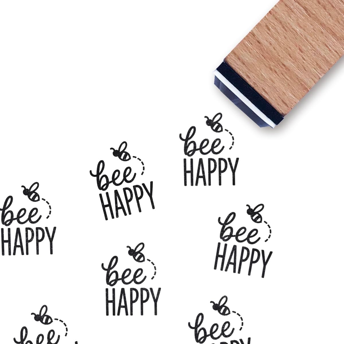 Bee Happy Rubber Stamp, 3/5 Inch Small Mini Stamp for Scrapbooking Card Making Planner