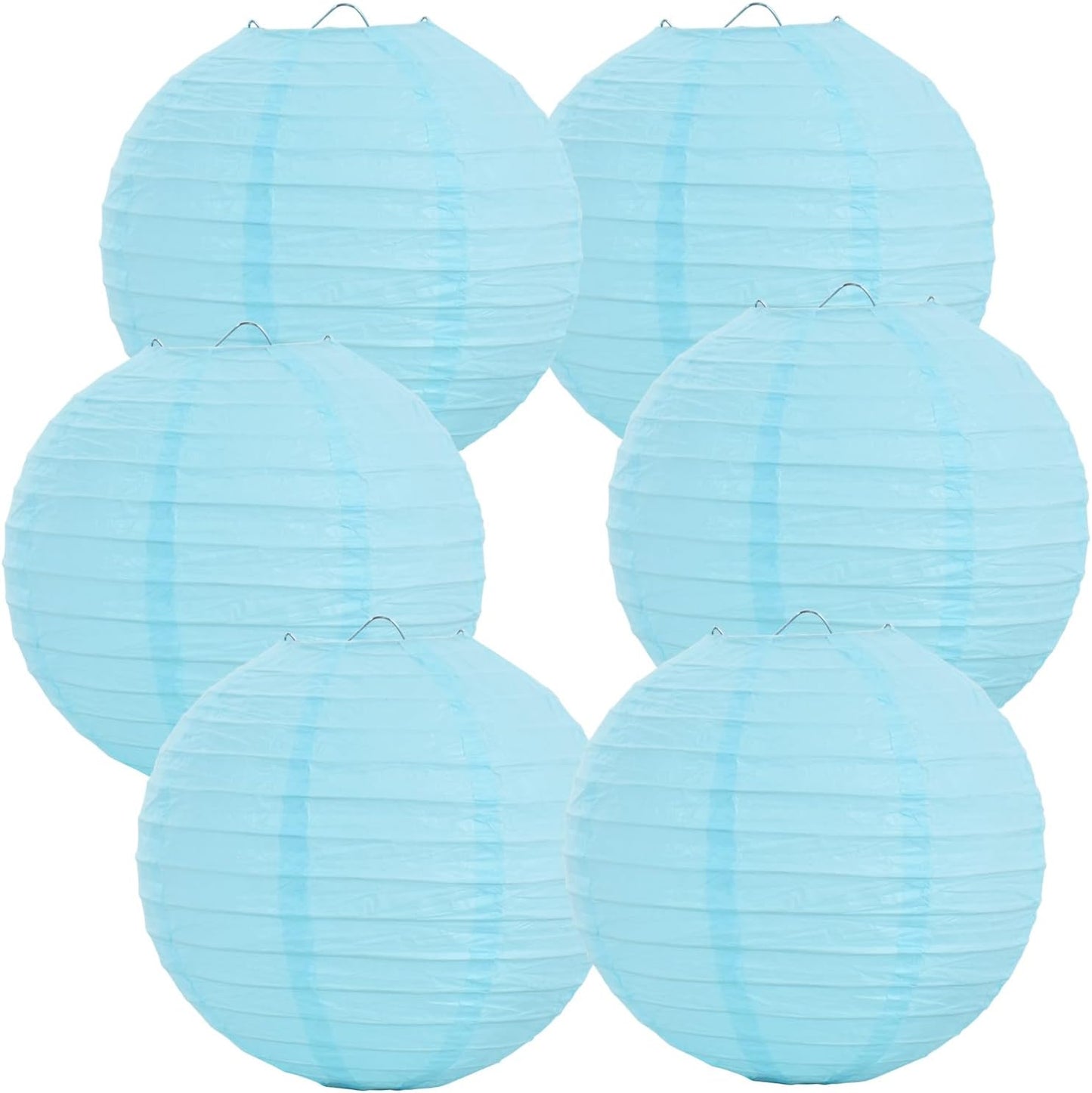 BEISHIDA 12-Inch Light Blue Round Paper Lanterns Decorative Hanging Asia Chinese Japanese Paper Lanterns Lamp for Birthday Wedding Baby Shower Home Decor Party Decoration（6 Packs）