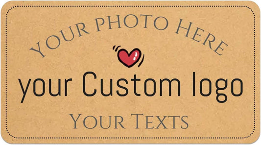 100pcs Personalized Stickers Labels Custom Business Logo Stickers Kraft Paper Labels in Circle, Rectangle, Square, Oval, in 1.5",2", 2.5“, 3”, 4" (Rectangle)
