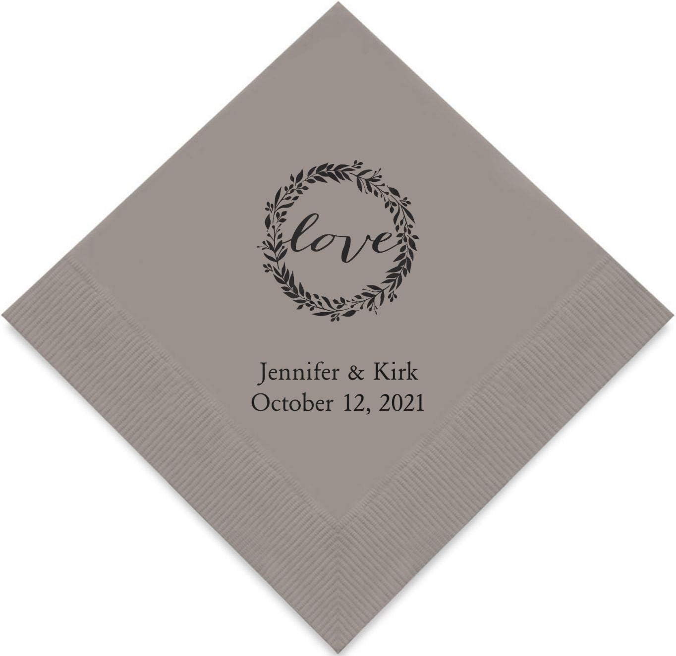 Weddingstar Personalized Printed Paper Napkins 3-Ply 50 Pack - Cocktail Pewter