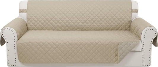 Reversible Sofa Covers Couch Cover Furniture Protector for Dogs Elastic Straps Water Resistant(Sofa,Sand/Beige)