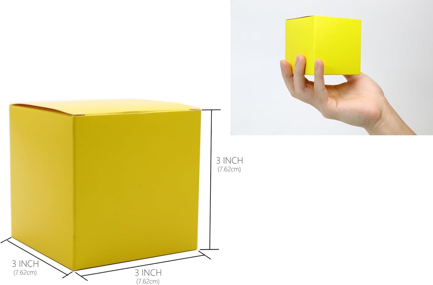 Oletx 25 Pcs Yellow Paper Gift Boxes, Small Candy Treat Boxes Bulk, 3x3x3 inch Gift Box with Lids for Party Favors, Birthday Gifts, Wedding Gifts