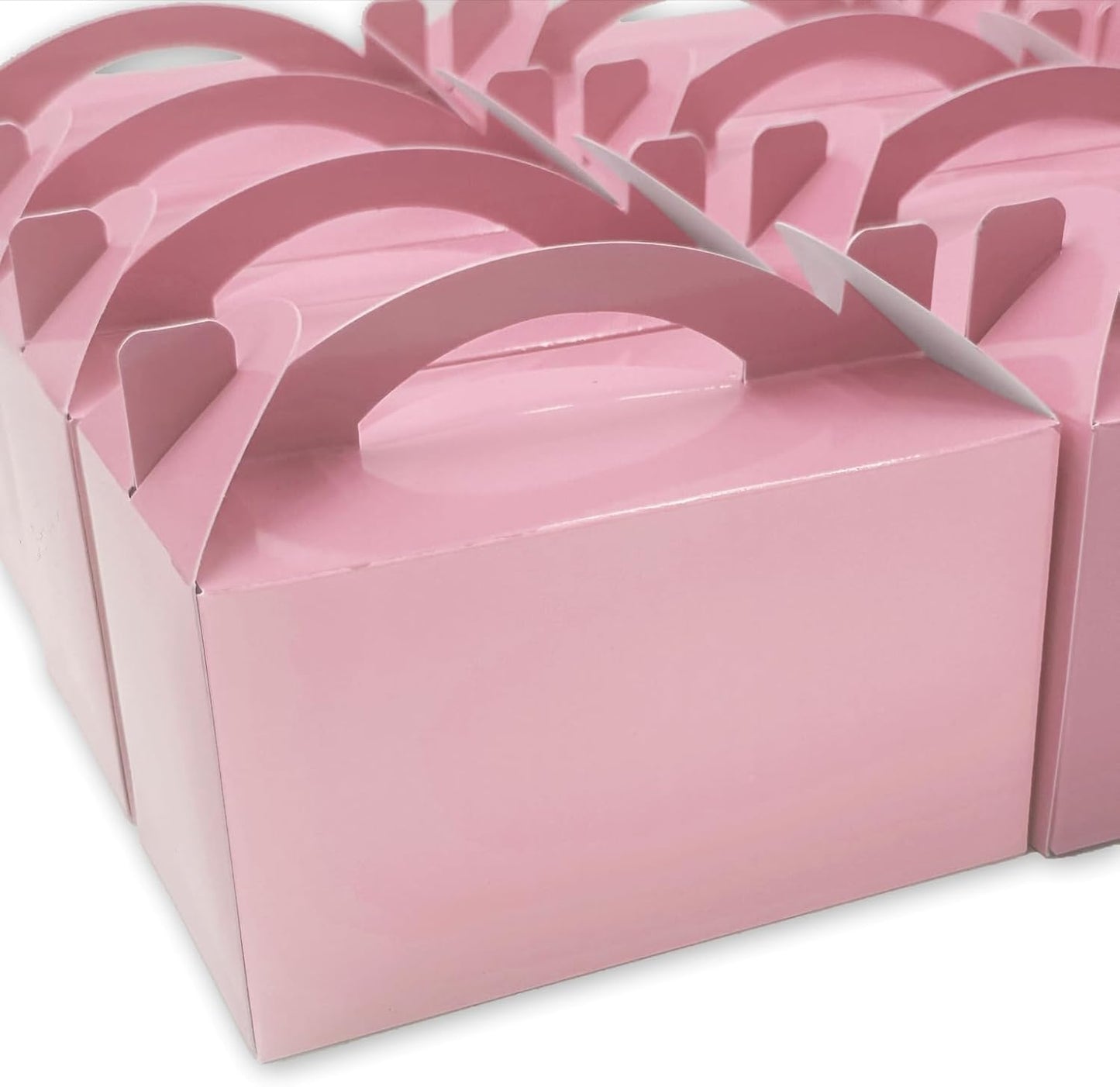 TIMESEEK 30-Pack Blush Pink Gable Treat Boxes with Handles - 6" Pop-Up Party Favor Gift Boxes for Birthday, Wedding, Baby Shower, Eco-Friendly Candy, Cookie, Goodie Bags for Kids, Bachelorette Decor