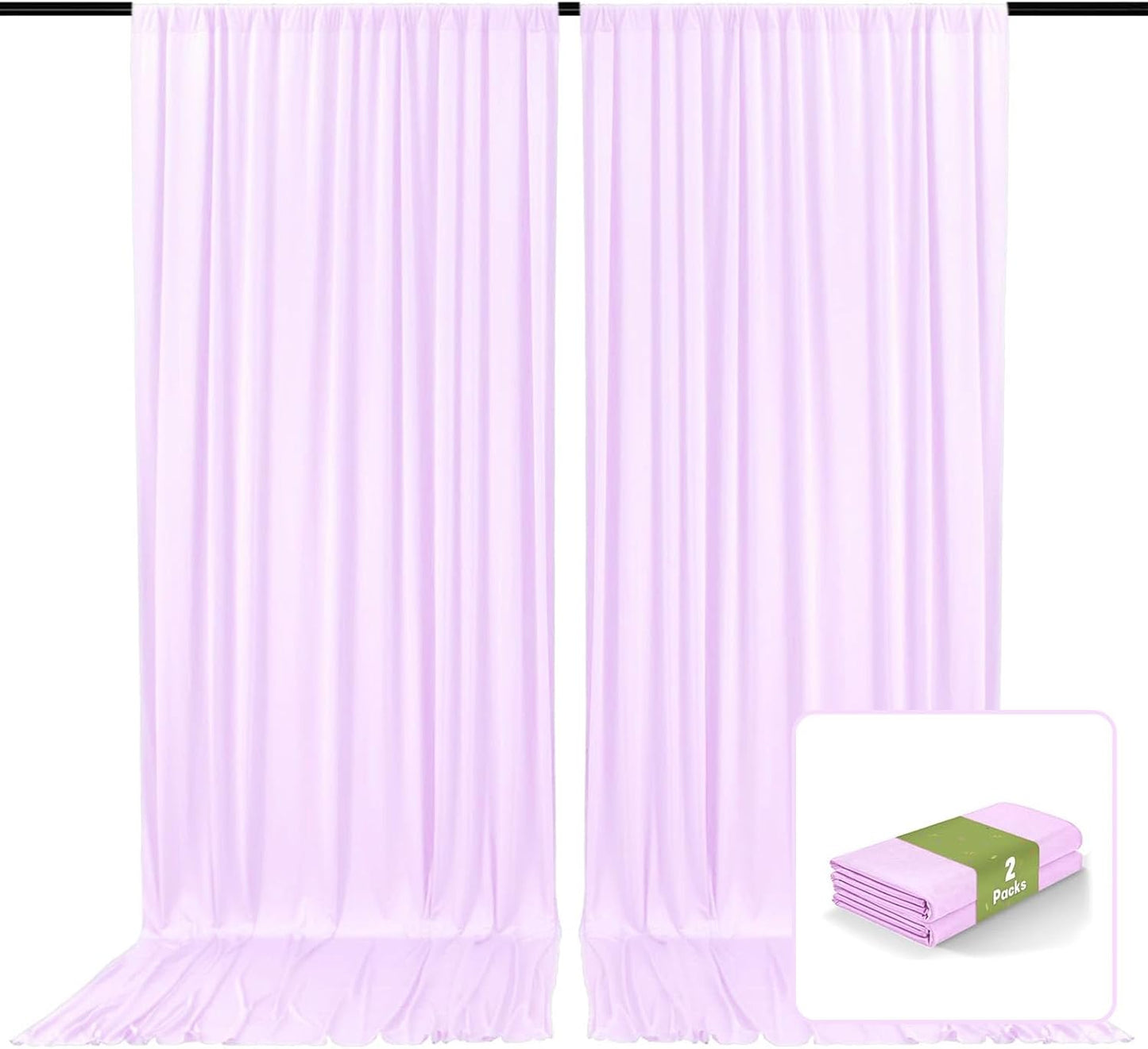 2 Panels Light Purple Backdrop Curtain, 10 x 7 Feet Background Curtains for Parties, Weddings, Baby Showers, Bachelorette Halloween, Christmas Birthday Party Photoshoot Backdrop Curtains Decorations