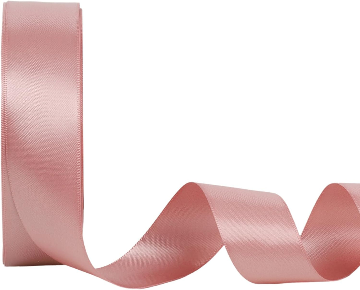 LaRibbons 1 Inch 25 Yard Double Faced Satin Ribbon,Dust Pink Satin Craft Fabric Ribbon for Gift Wrapping Floral Bouquets Wedding Party Decoration