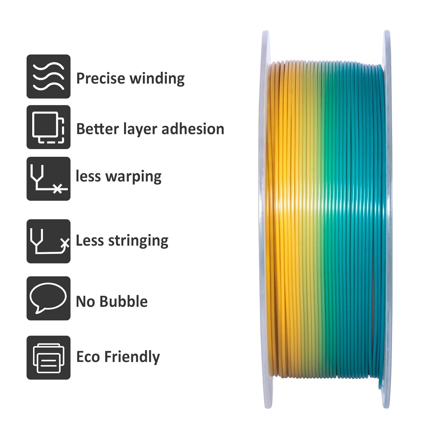 Geeetech Rainbow PLA Filament 1.75mm, 3D Printer Multicolor Filament, Color Changing Filament 1kg (2.2lbs) 1 Spool, Dimensional Accuracy +/- 0.02 mm