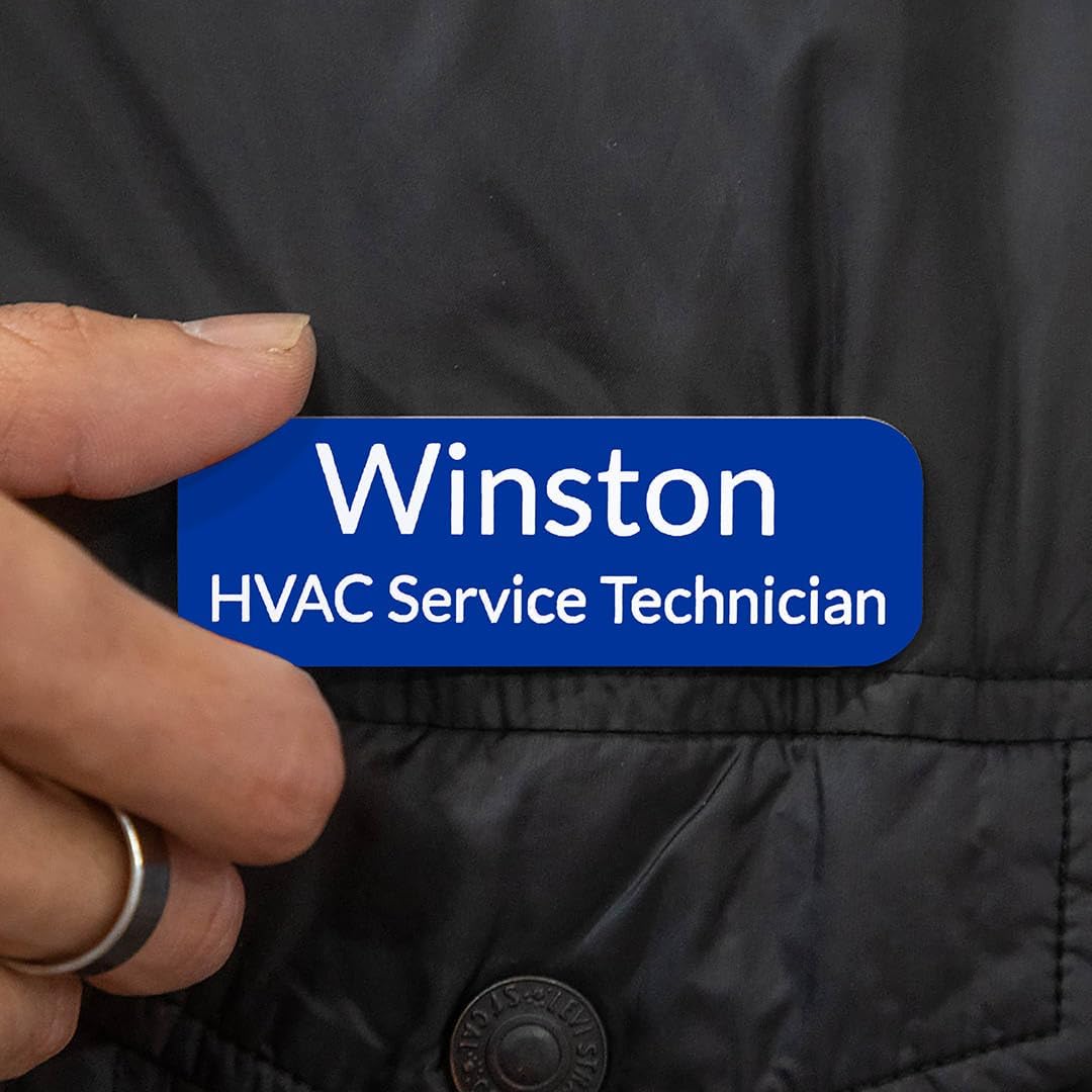 Name Tag/Badge Blanks - 50 Pack - 1" X 3" (Blue) Round Corners, Magnetic Backing