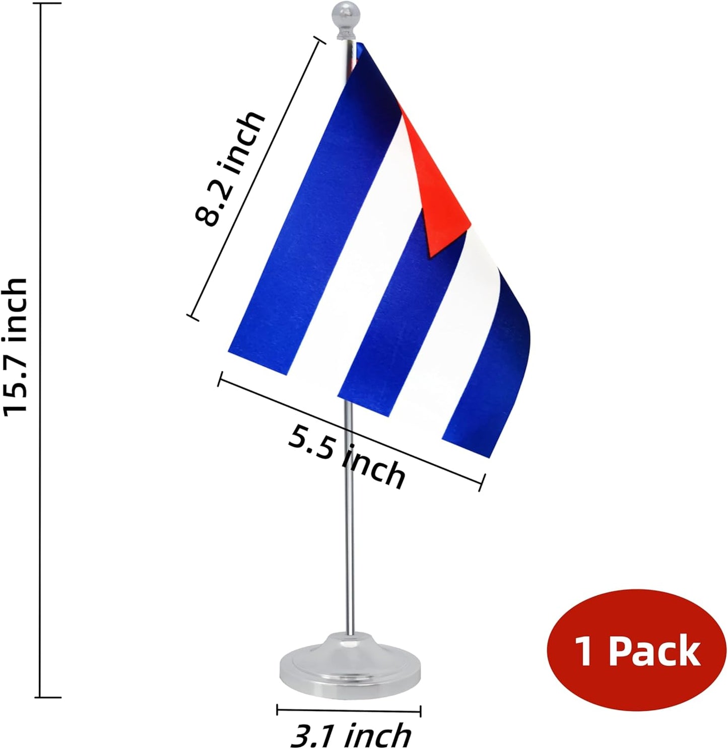 Cuba Desk Flag, Cuban Table Office Flag with Metal Pole and Stand Base, International Country Flags, Festival Event Celebration, Classroom Meeting Desktop Decor (Cuba)