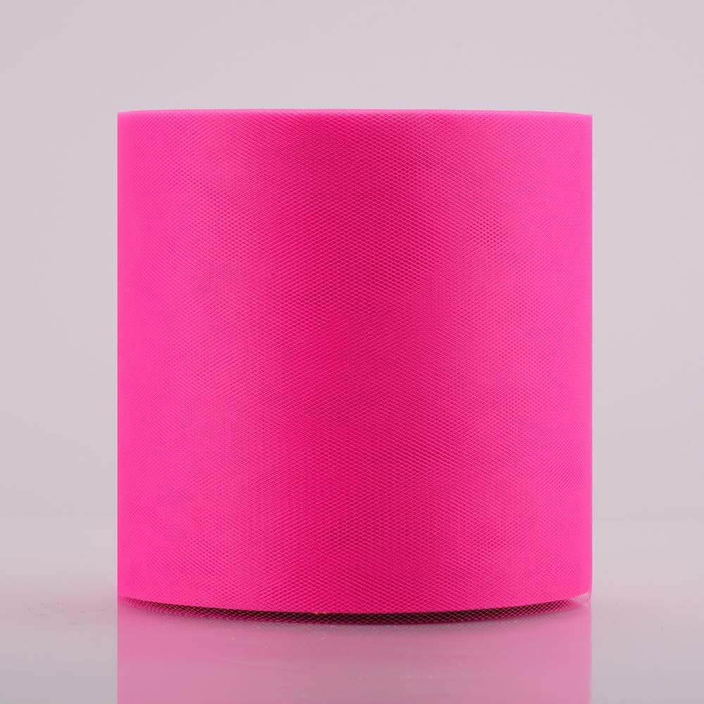 Tulle Rolls 6” by 100 Yards (300 feet) Tulle Roll Spool Fabric for DIY Tutu Skirts Wedding Baby Shower Crafts Decorations Party Supplies (Dark Pink)