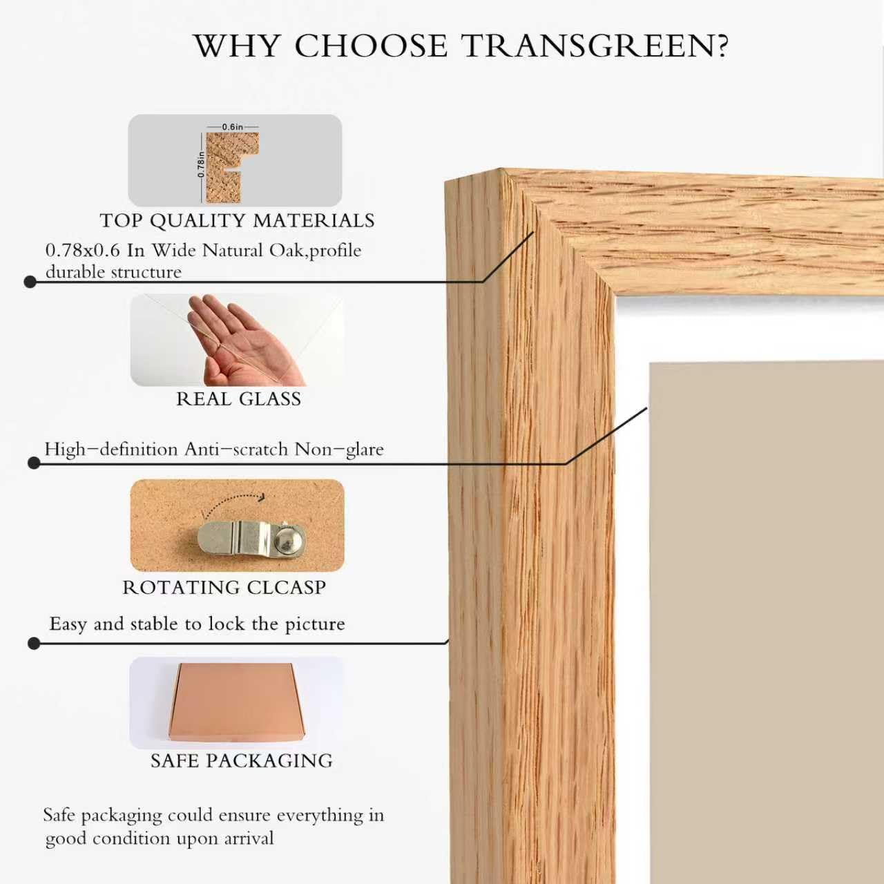 11x14 Picture Frames Natural Solid Oak Wood with Tempered Glass, 2 Pack Photo Frames with 8x10 Mat for Wall Mounting Display, for Photos, Art, Prints(Oak)