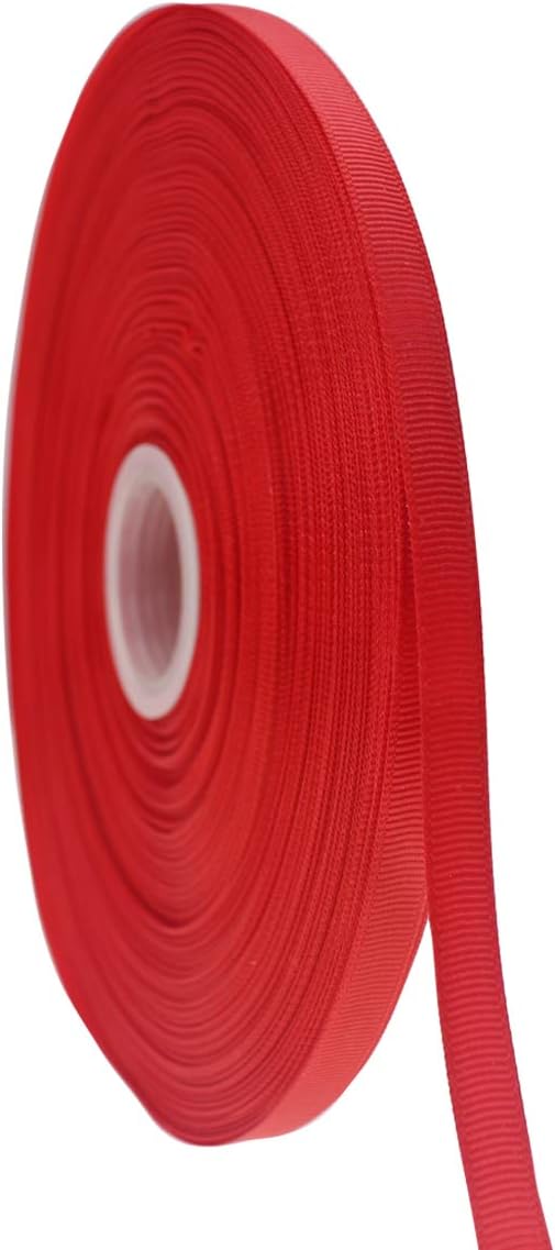 Jesep One Roll 100 Yards 3/8" Soild Grosgrain Ribbon Boutique Gift Wrapping Package Ribbon, DIY Crafts Bow Hair Headband Accessories Assorted Ribbon#235 (3/8" 10mm, Red)