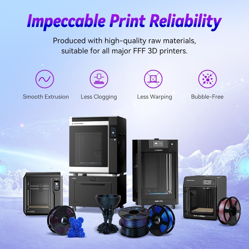 FLASHFORGE 3D Printer Filament Chameleon PLA Color Shift Filament 1.75mm, Changes Color with Light and Angles, 1KG Spool (2.2lbs), Dimensional Accuracy +/- 0.02mm for FDM 3D Printers (Rose Quartz)