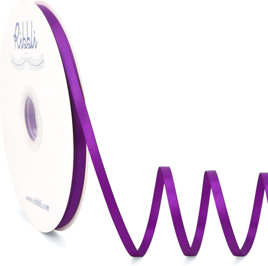 Ribbli Purple Satin Ribbon Double Faced Satin 1/4 Inch x Continuous 100 Yards-Purple Ribbon for Gift Wrapping Crafts Wedding Decoration Bows Bouquet Floral Arrangement