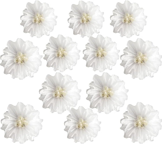 12pcs 10in 12in Paper Flowers Tissue Flowers Pom Paper Pom Poms Hanging Paper Flowers Wall Backdrop Wedding Party Flower Decorations DIY Art Craft Blooms for Birthday Baby Shower Decor White