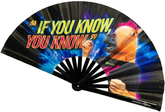 Kandies World Custom Festival Folding Hand Fan - Unique Designs, Made of Bamboo, Clacking Sound, Lightweight - Perfect Rave and Festival Accessory!