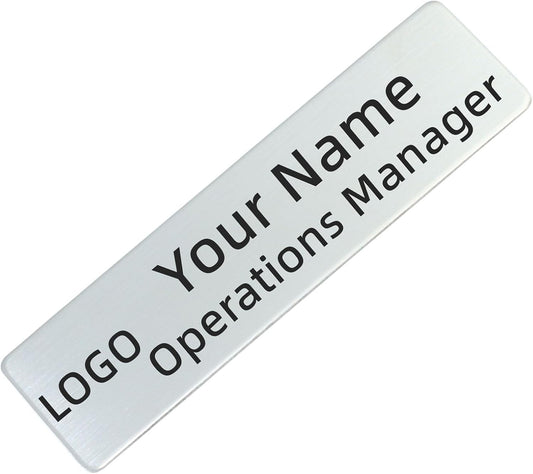 Stainless Steel Custom Silver Name Tags With Pin or Magnet Adhesive tape, Metal Personalized Customizable Name Tags,Metal Name Tag for Cops, nurses, doctors,Teachers,Employee,Workers(Silver)