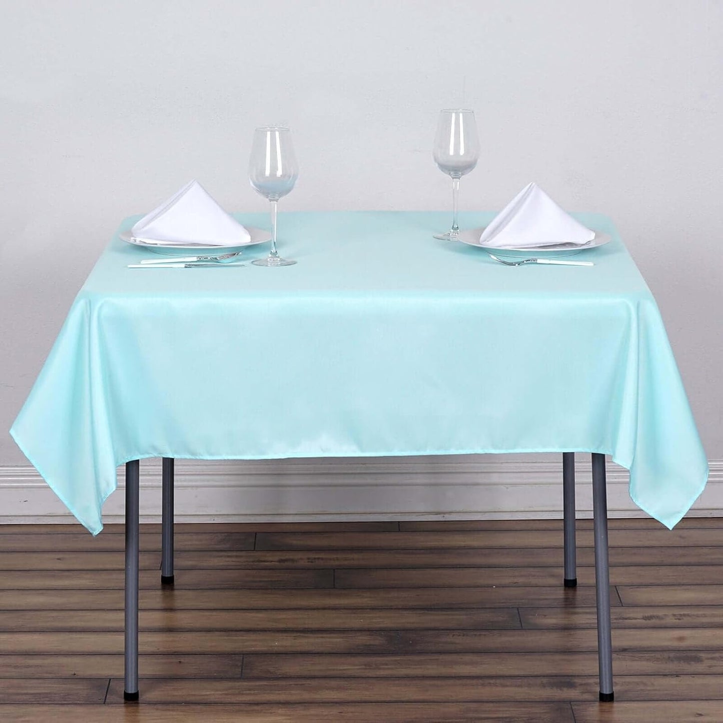 Efavormart 54x54 Light Blue Wholesale Linens Seamless Polyester Square Linen Tablecloth for Wedding Banquet Party Restaurant