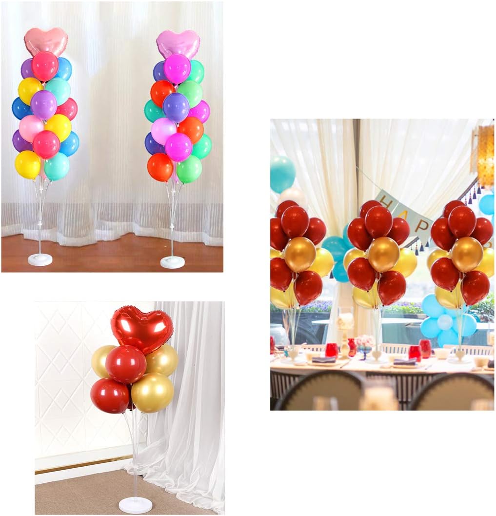 2 Sets Balloon Column Stand Kit 5.3 FT Adjustable Height Balloon Holder for Floor or Table with Water Fillable Base Balloon Tying Knot Tool for Baby Shower Graduation Birthday Wedding Christmas Party