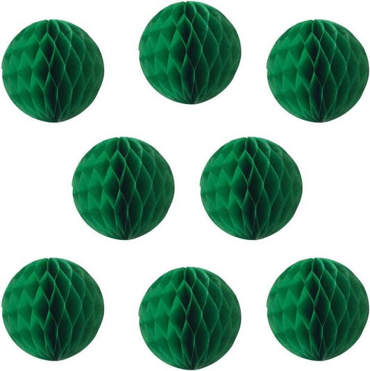 8pcs 10 inch Paper Honeycomb Balls Decorative Tissue Pom Poms Flower Art Hanging Balls for Birthday Wedding Nursery Baby Shower Home Decor (10inch, Dark Green)