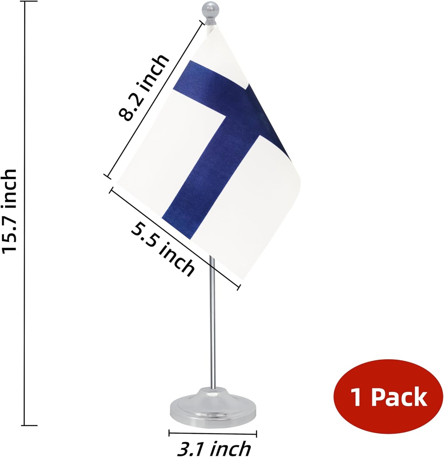 Finland Desk Flag, Finnish Table Office Flag with Metal Pole and Stand Base, International Country Flags, Festival Event Celebration, Classroom Meeting Desktop Decor (Finland)