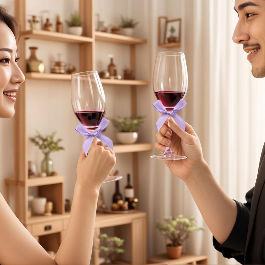 60pcs 1.7" Mini Lavender Ribbon Bows Decor – Small DIY Satin Light Purple Bows for Crafts, Little Bows for Gift Wrapping, Tiny Bow Stickers for Note Card Baby Shower cake and Candle Decorations