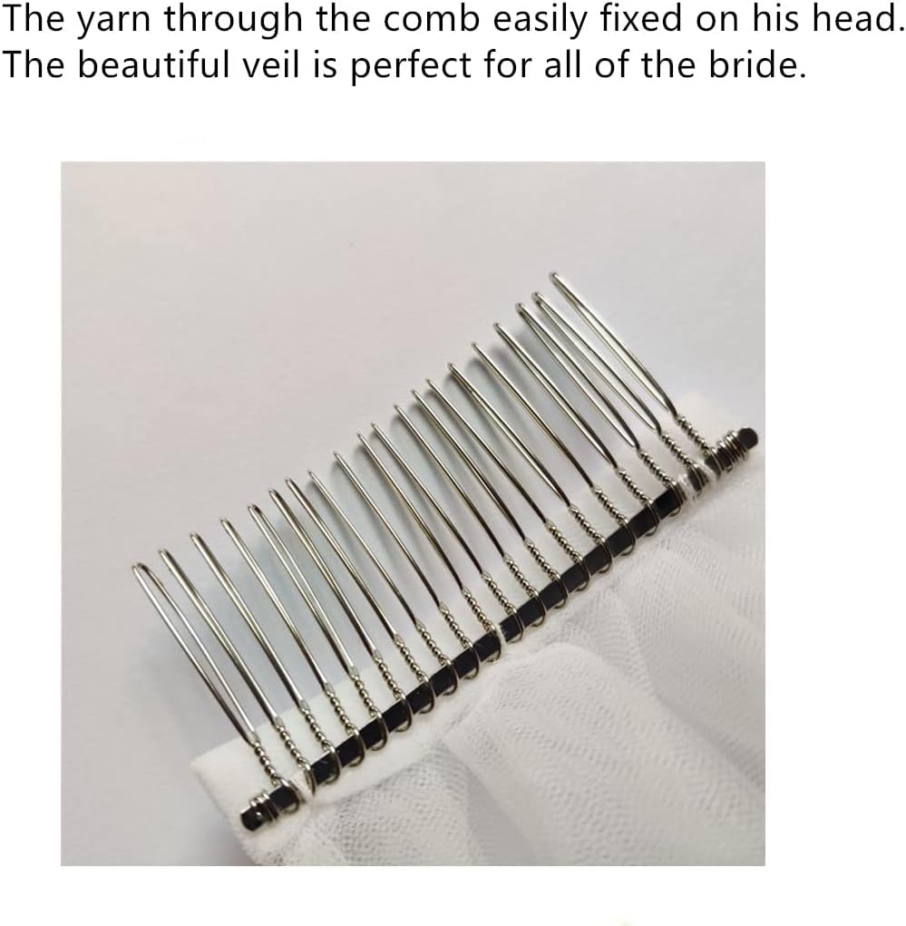 Elegent Lace Appliques Wedding Veil Crystal Beaded, Wedding Bridal Veil with Comb