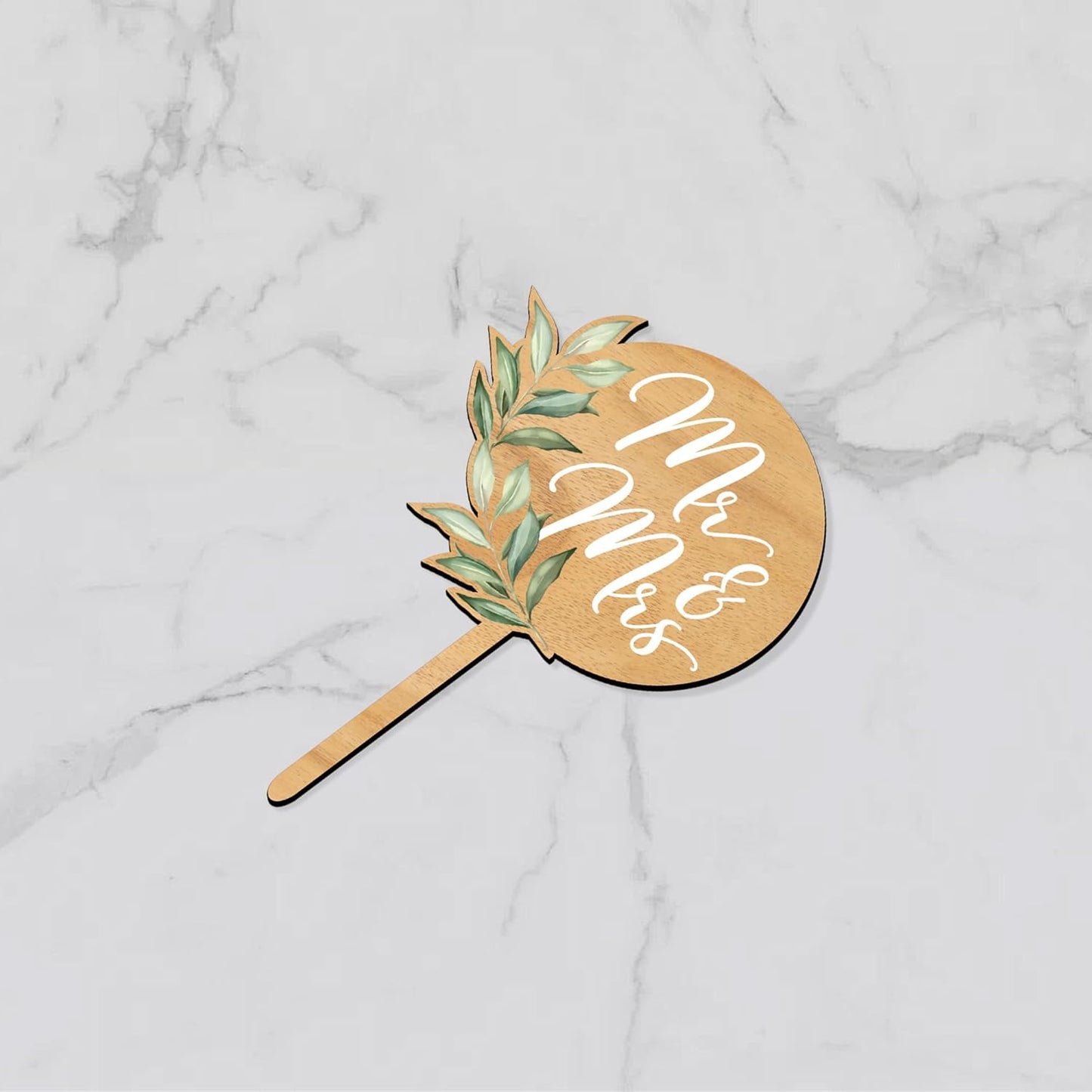 36 PCS Mr & Mrs Wedding Cupcake Toppers with Green Leaves Engagement Cake Decorations