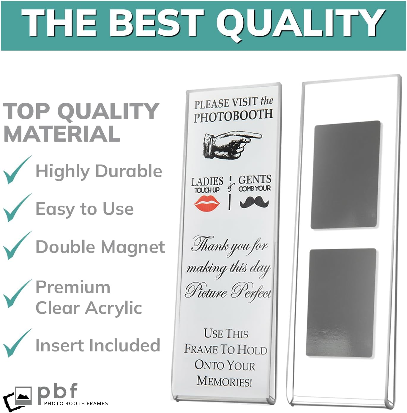 pbf PHOTO BOOTH FRAMES 2x6 Magnetic Picture Frames for Refrigerator | 2 x 6 Clear Magnetic Acrylic Frames for Photo Strips | Magnetic Photo Holders for Fridge, Locker, Sign Holder (50-Pack)