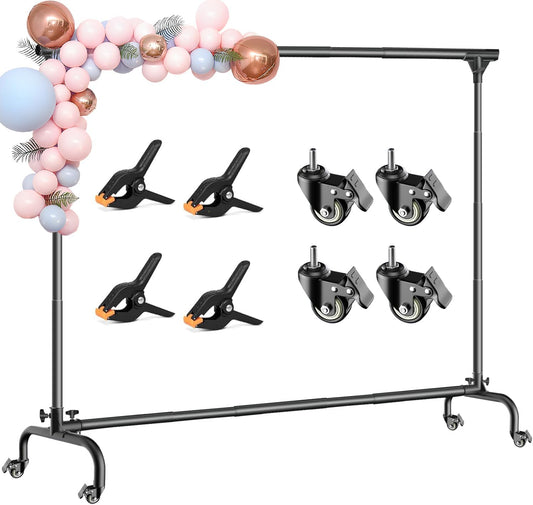 Backdrop Stand, 10x7 FT Backdrop Stand for Parties with Wheels, Moveable and Adjustable Photo Banner Stand Background Stand for Wedding, Parties, Events Decoration