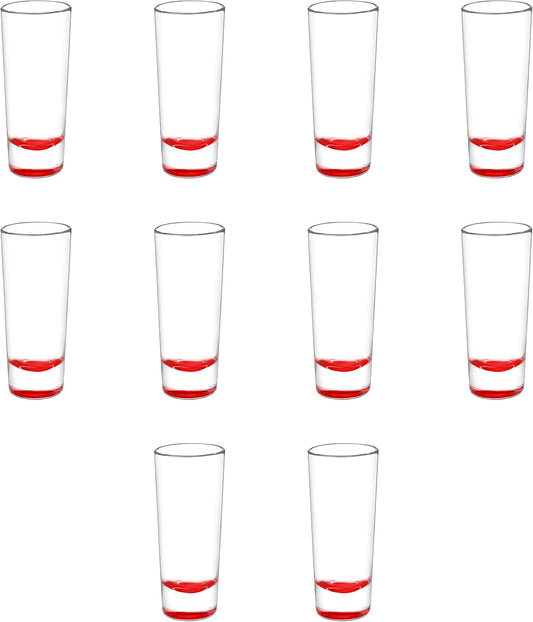 DISCOUNT PROMOS Cordial Shooter Shot Glasses 2 oz. Set of 10, Bulk Pack - Great for Birthdays, Parties, Indoor & Outdoor Events - Red