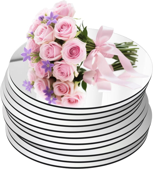 11Pack Round Mirror Centerpieces for Tables, Acrylic Circle Mirror Tiles Non Glass Mirror, for Bedroom Bathroom Living Room Wall Decor Tray Candle Wedding Table Centerpiece Decor, 2mm Thick (6inch)