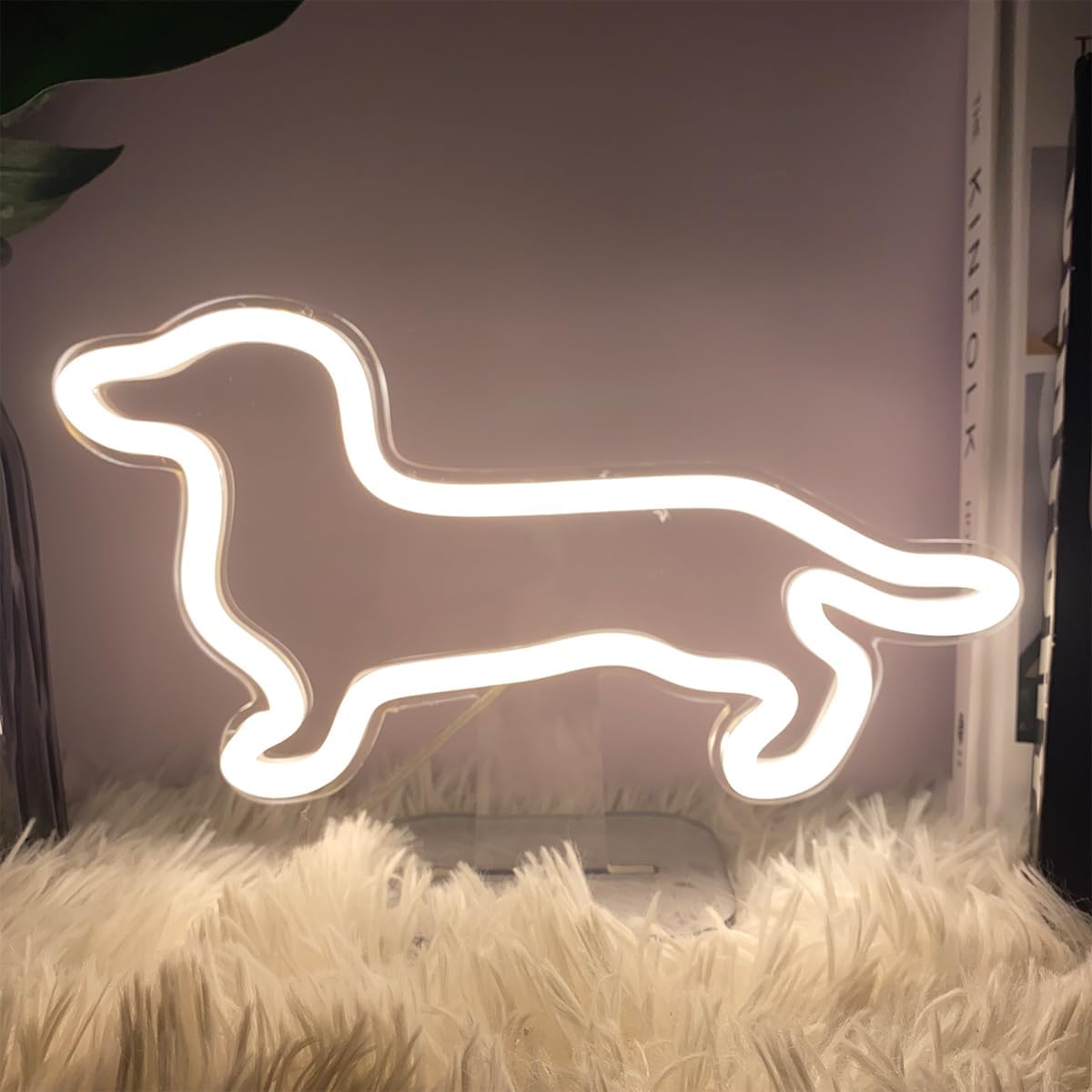 Dog Table Number Neon Sign Desk Lamp Night Light Wedding Letter LED Neon Sign Wedding Table Decorations Neon Light Shop Bedroom Home Room Decor Christmas Party Warm White USB 25×16 CM