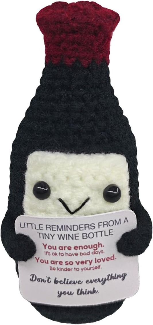 Handmade Mini Wine Crochet,Birthday Gift for Wine Lovers,Funny Emotional Support Crochet Vintage,Home Bar Happy Hour Accessories for Men Women Drinkers,Housewarming Gifts Fashion Decoration