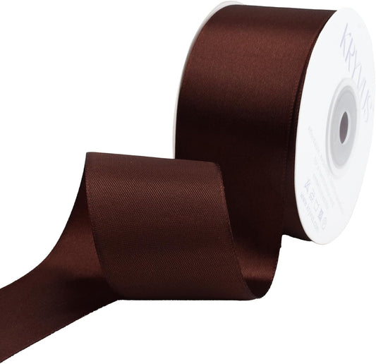 Dark Brown Satin Ribbon 1-1/2 inch X Continuous 25 Yards, Single Face Polyester Ribbon Perfect for Gift Wrapping, Flower Bouquet, Wedding Decor, Crafts, Bow Making, Sewing and More