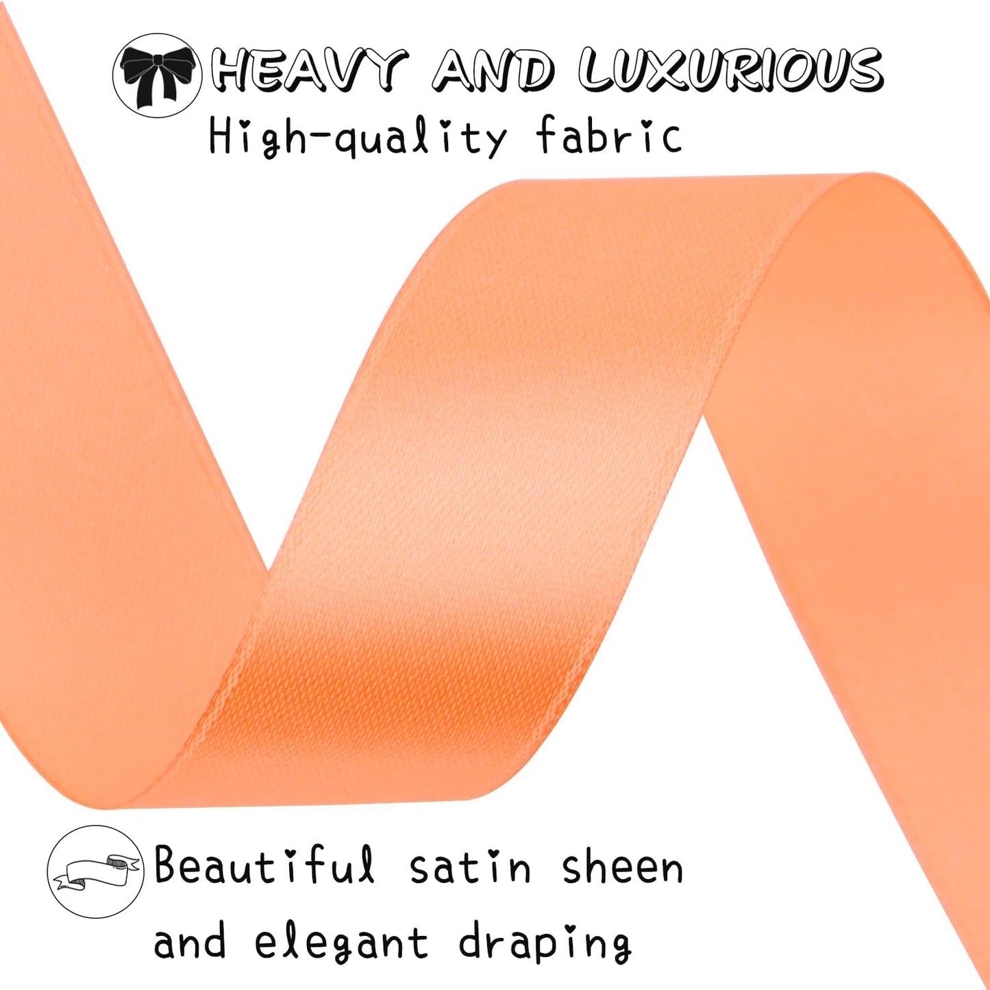 Orange Solid Satin Ribbon 1 Inch 50 Yards Solid Polyester Fabric Ribbon for Gift Wrapping Wedding Christmas Baby Shower Birthday Party Decoration Handmade Immortal Flower Craft