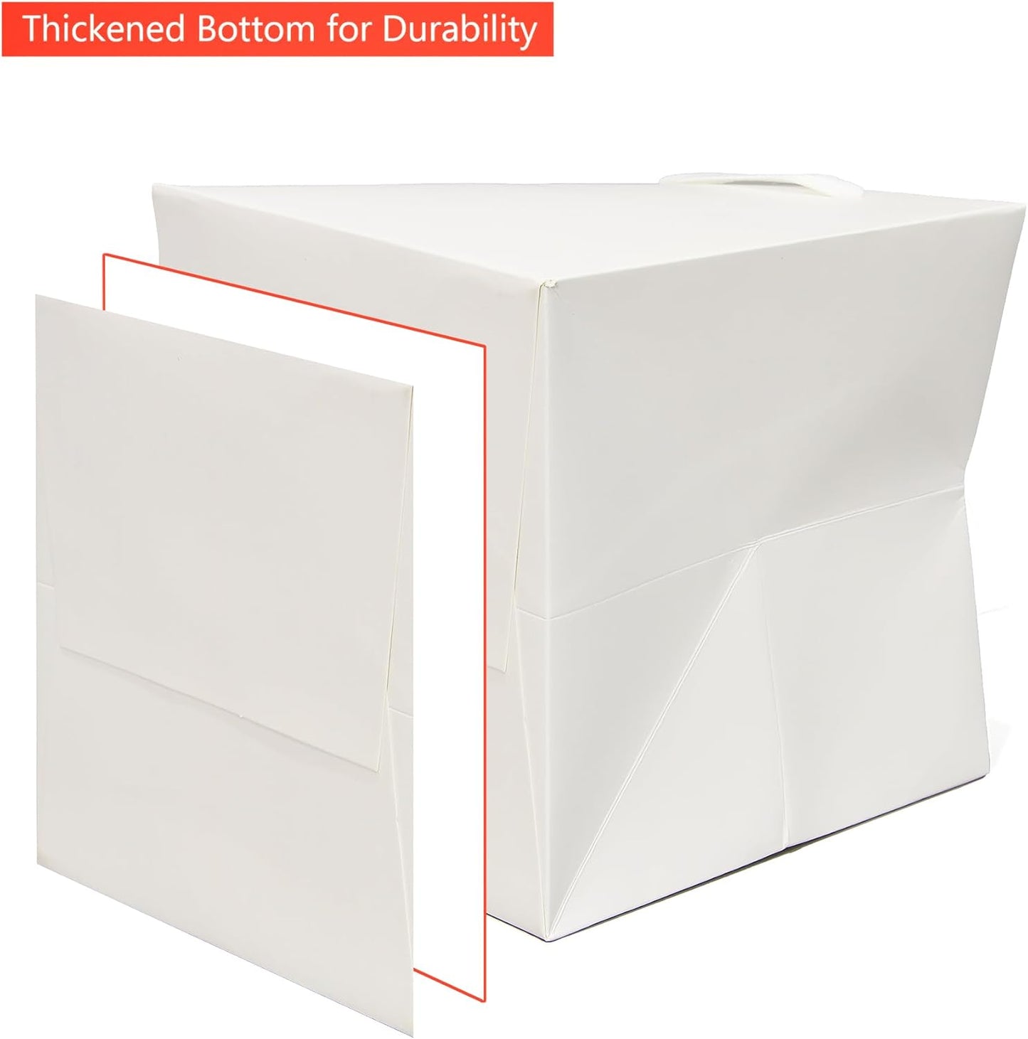 10 in Square Gift Box Large White Paper Gift Bag Square Bottom Paper Bags with Handles for Wedding Baby Shower Birthday Party (White, 10 x 10 x 10 in, 10 CT)