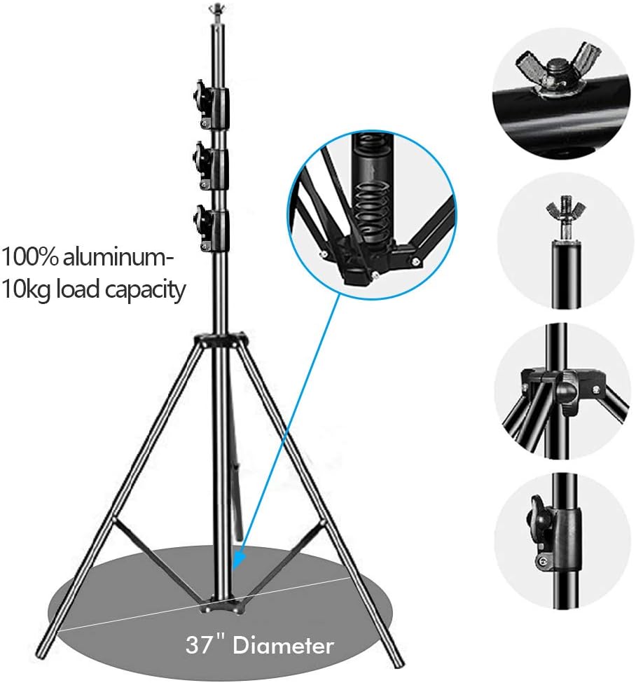 SLOW DOLPHIN 10 x 10Ft Photo Video Studio Heavy Duty Adjustable Muslin Backdrop Stand Background Support System Kit for Photography with Carrying Bag 8 Pcs Clip Clamps