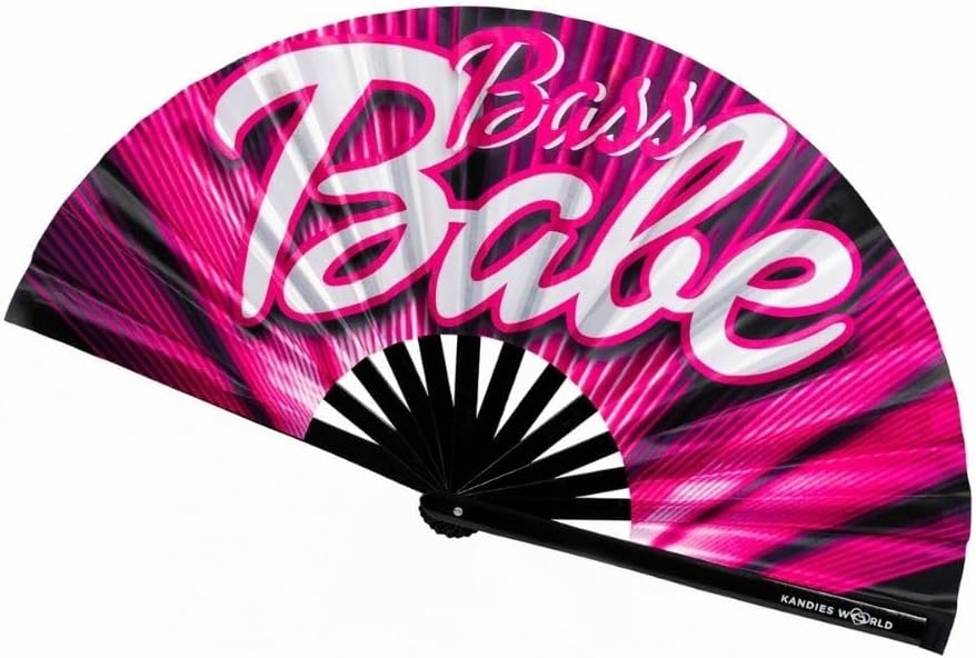 Kandies World UV Reactive Custom Festival Folding Hand Fan - Unique Designs, Made of Bamboo, Clacking Sound, Lightweight - Perfect Rave and Festival Accessory!