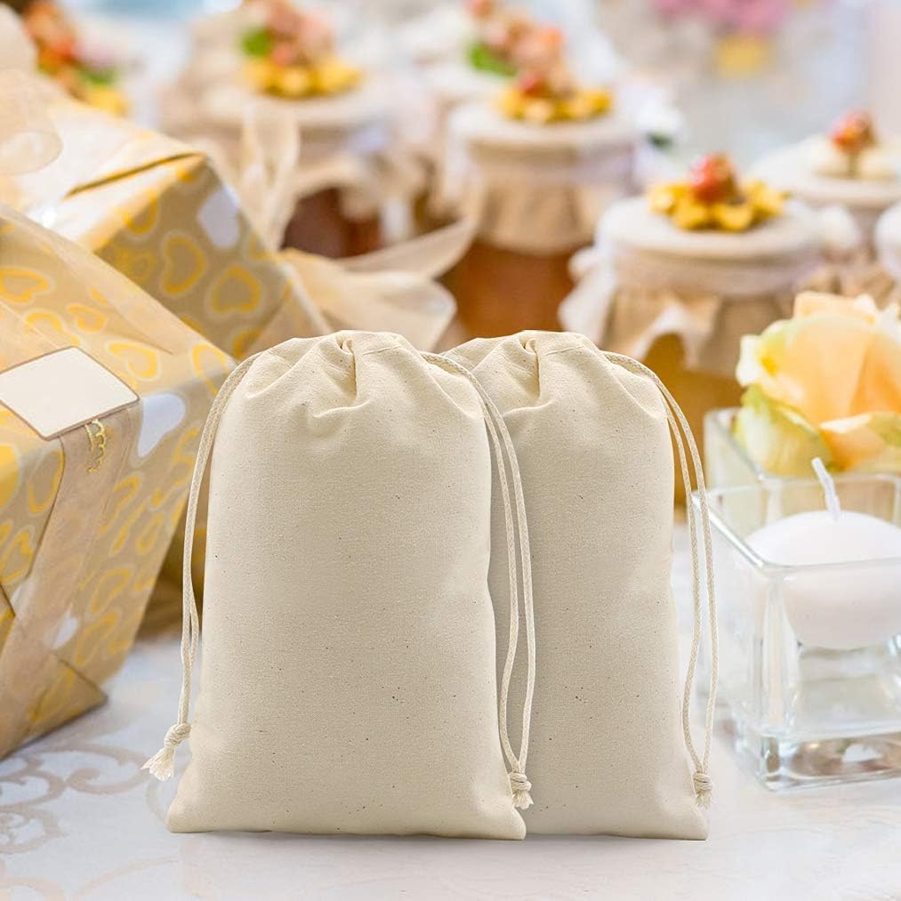 gobyhumm 20 Pieces Muslin Bags Cotton Drawstring Bags Sachet Bag for Home Supplies （5 * 7"）