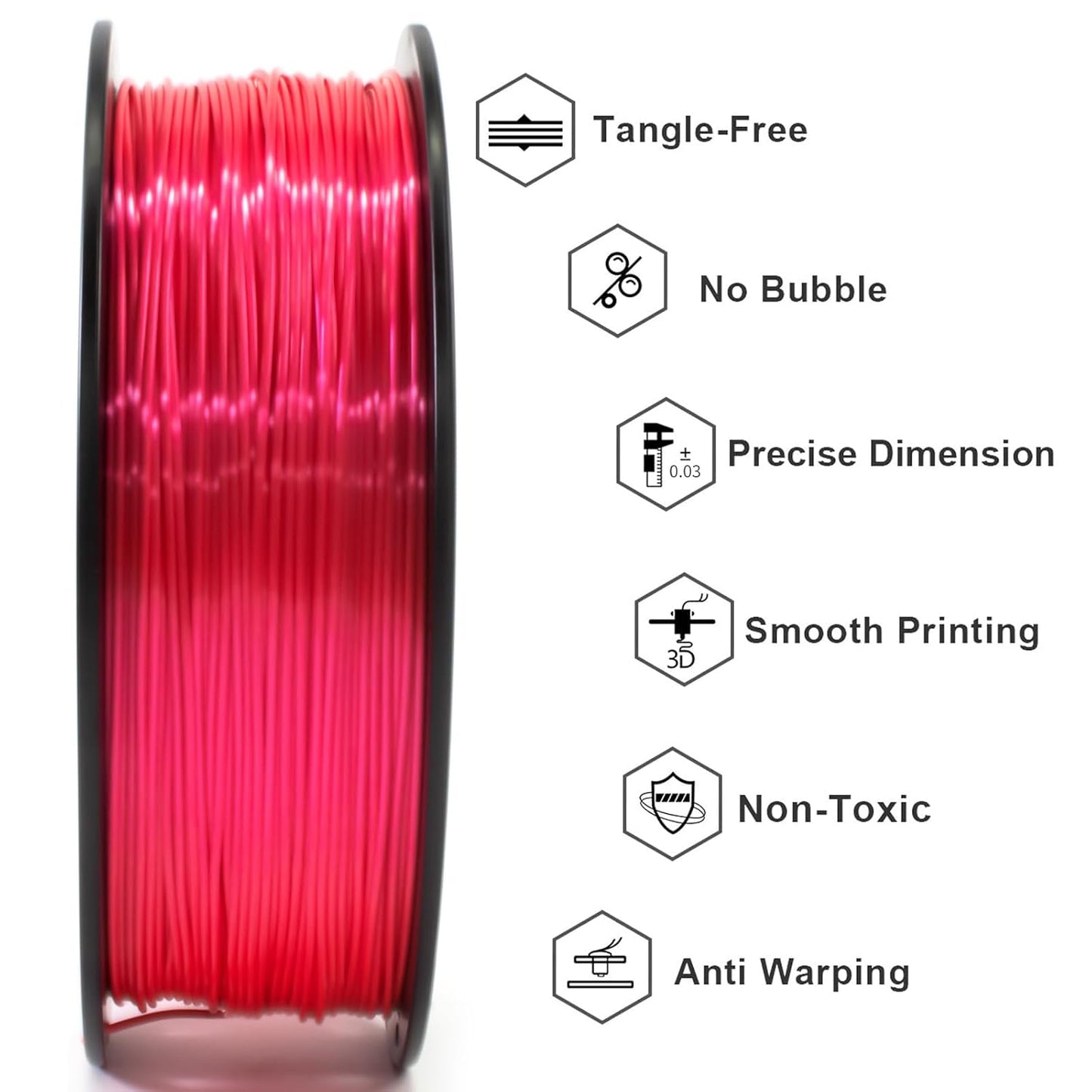 Geeetech Silk PLA Filament 1.75mm for 3D Printer, Metal-Like Shiny 3D Filament 1kg (2.2lbs) 1 Spool, Dimensional Accuracy +/- 0.02 mm, Metallic Pink (Magenta)