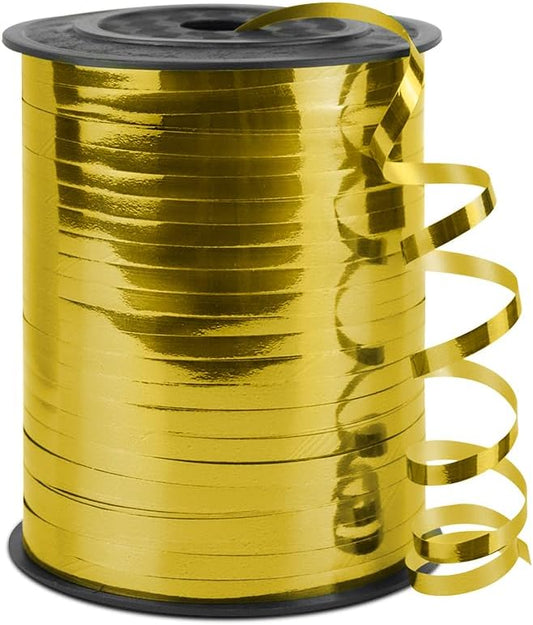 Gold Curling Ribbon, 1/5" Wide x 500 Yards Christmas Curling Ribbons for Gift Wrapping, Party Decoration, Balloon String, Hair, Ribbons for Florist Flower (1 Roll)