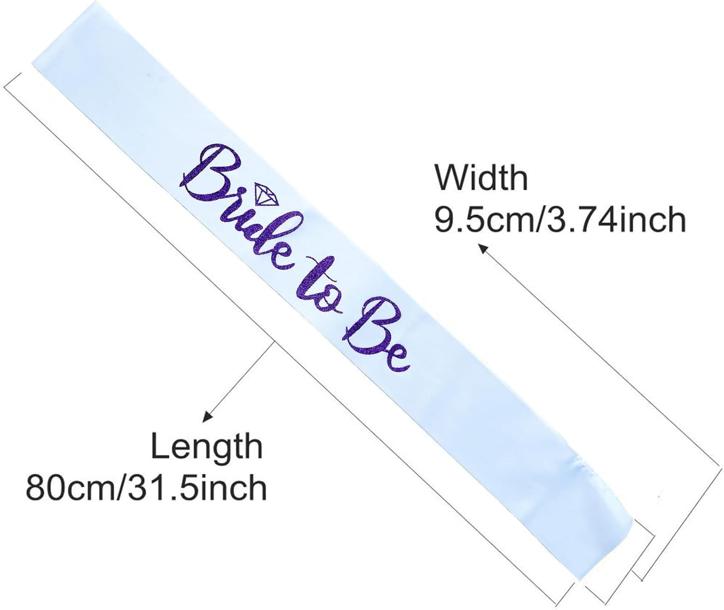 Bride to Be Sash, Bachelorette Party Sash for Bridal Shower Wedding Party Favors Accessories Supplies Engagement Gifts,White Satin with Glitter Letter Purple