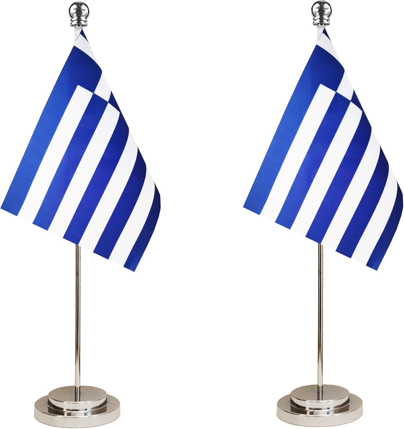 Greece Greek Deluxe Desk Flag Set Small Mini Miniature Greece Greek Table Desktop Flags,Festival Events Celebration,Office Decoration-2 Pack