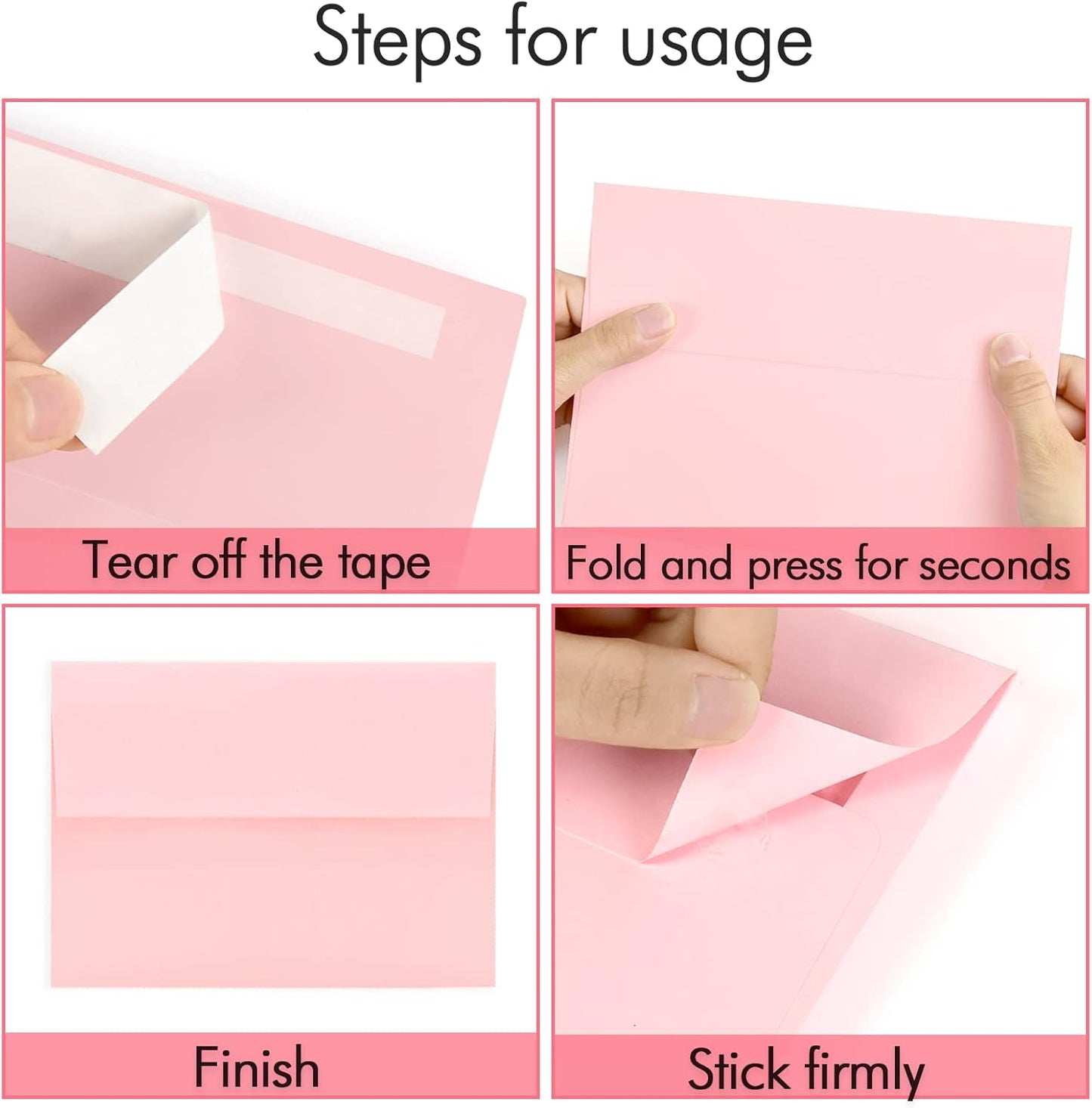 100 Pack A7 Pink Pastel Invitation 5x7 Envelopes - Self Seal, Square Flap,Perfect for Baby Shower, 5x7 Cards, Weddings, Birthday, Invitations, Graduation, 5.25 x 7.25 Inches (Rose Pink)