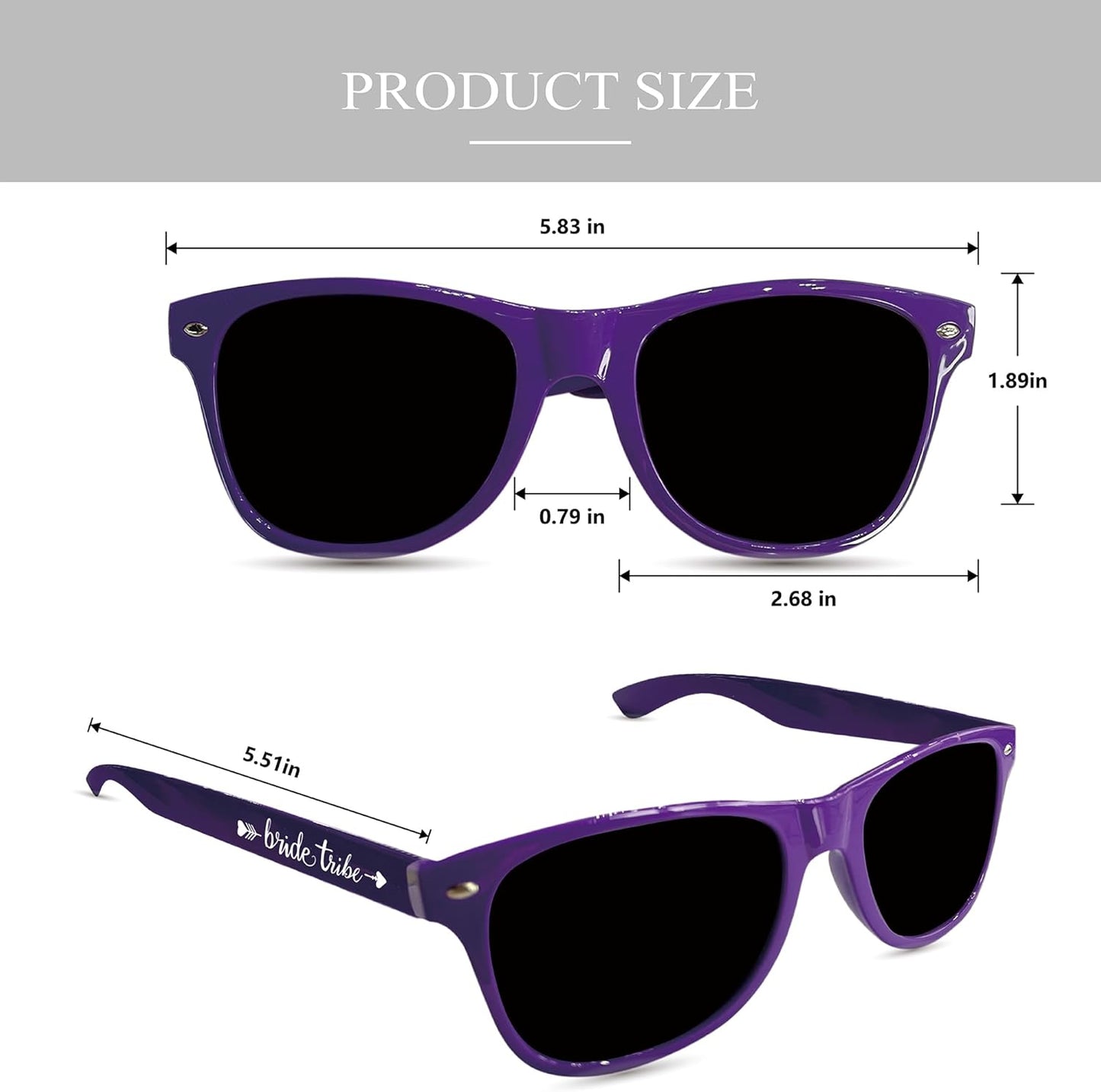 LADY&HOME 10 Pack Bachelorette Party Sunglasses Favors, Bridesmaid and Bride Tribe Sunglasses for Bridal Party, Bridal Shower(Purple)