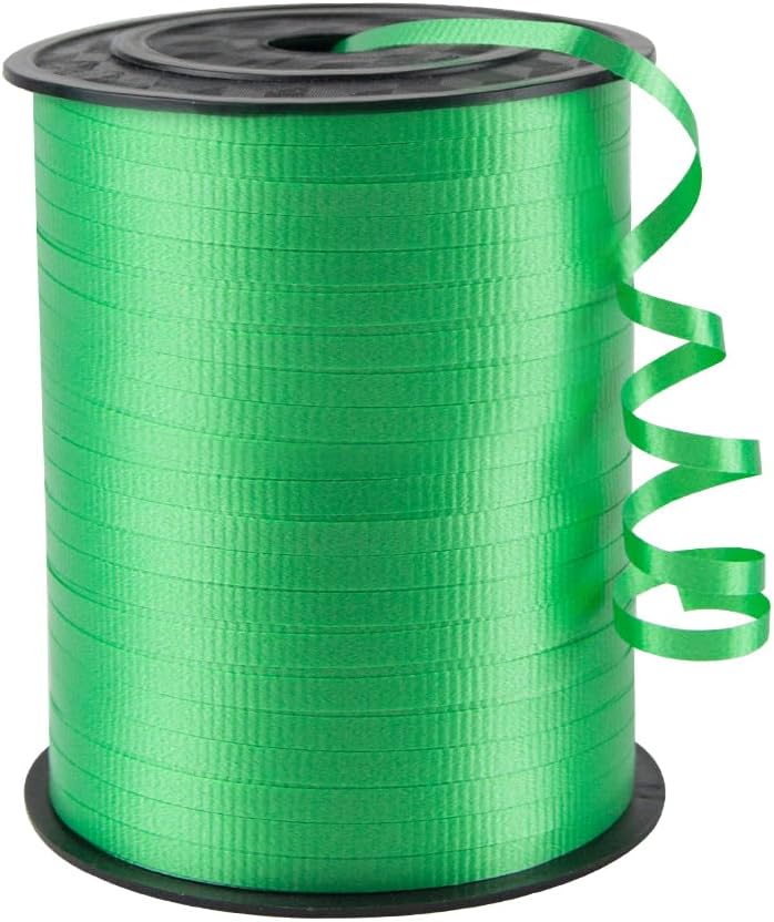 KMER LIFE Green Crimped Curling Ribbon, 1/5" Wide x 500 Yards Christmas Curling Ribbons for Gift Wrapping, Party Decoration, Balloon String, Crafting, Balloon Ribbons for Florist Flower (1 Roll)