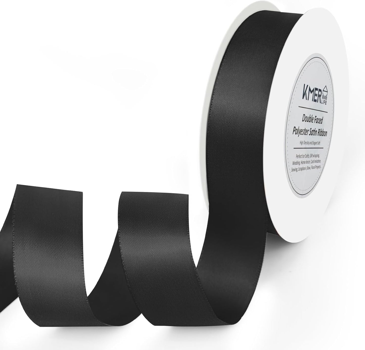 Solid Color Double Faced Black Satin Ribbon 1" x 25 Yards Ribbons Use for Bows Bouquet, Gift Wrapping, Floral Arrangement