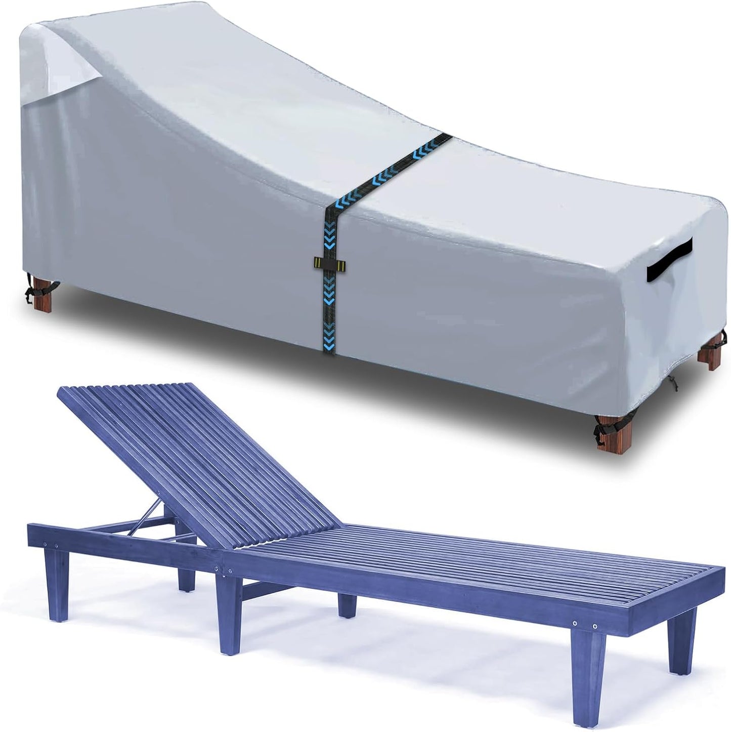 Patio Chaise Lounge Cover with Handles, Outdoor Lounge Chair Cover Waterproof UV Resistant, Patio Furniture Covers with Air Vent (84L x 32W x 32H) inch